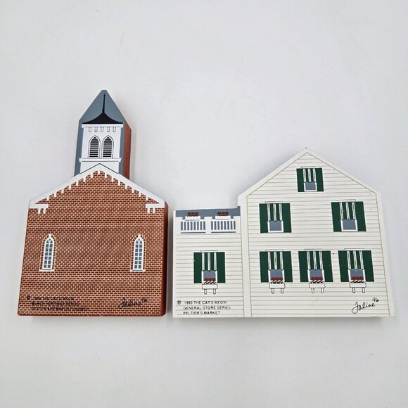 The Cat's Meow Village Vintage Lot 90’s Wooden House Town Buildings 8 Pieces - Picture 13 of 16